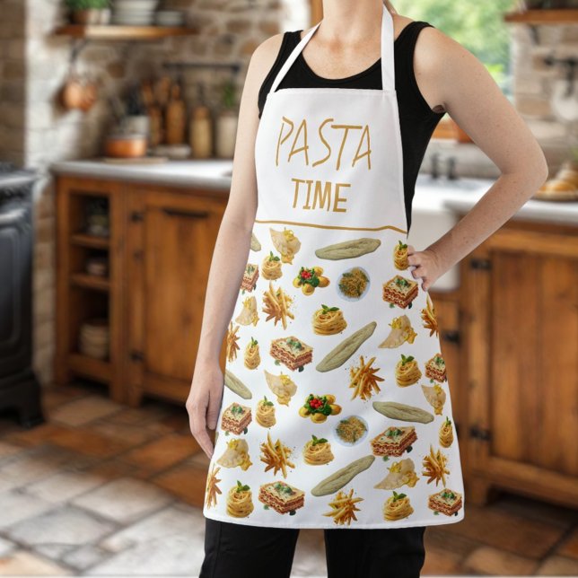 Fun Pasta Variety Pattern Ready to Personalize Apron (template pasta pattern apron)