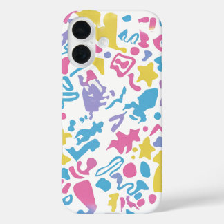 Fun pastel colourful vibrant shapes iPhone 16 case