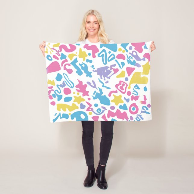 Fun pastel colourful vibrant shapes  fleece blanket (In Situ)