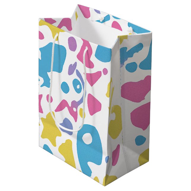 Fun pastel colourful vibrant shapes  medium gift bag (Front Angled)