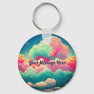 Fun Pastel Cotton Candy Clouds Keychain