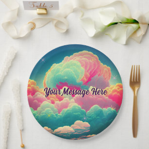 Fun Pastel Cotton Candy Clouds Paper Plate