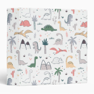 Fun Pastel Dinosaur Scene Pattern Binder