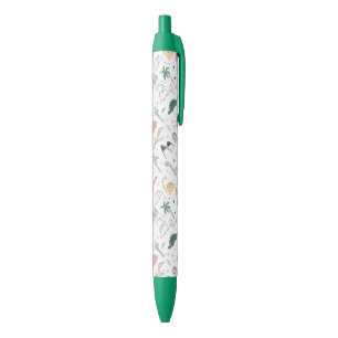 Fun Pastel Dinosaur Scene Pattern Black Ink Pen