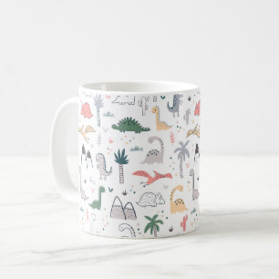 Fun Pastel Dinosaur Scene Pattern Coffee Mug