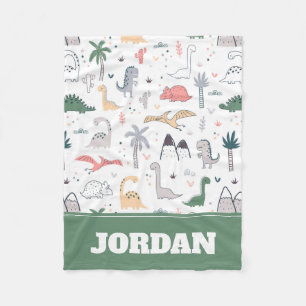 Fun Pastel Dinosaur Scene Pattern Fleece Blanket