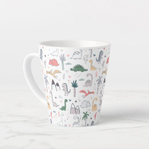 Fun Pastel Dinosaur Scene Pattern Latte Mug