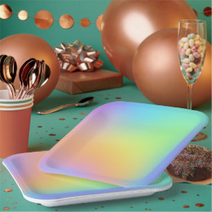 Fun Pastel Rainbow Gradient Paper Plate