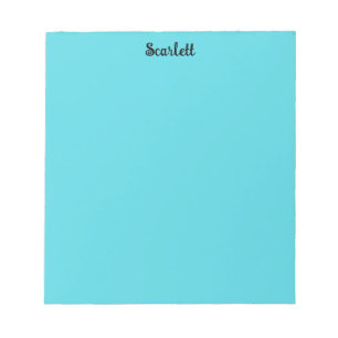 Fun Pastel Teal Colour Personalized Name Stationer Notepad