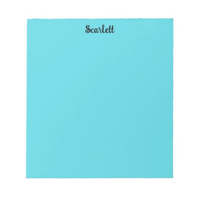 Fun Pastel Teal Colour Personalized Name Stationer Notepad (Front)