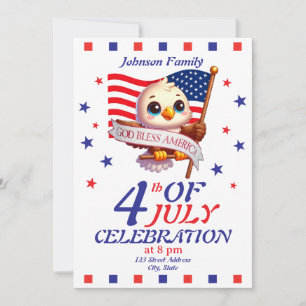 Fun Patriotic USA Flag Red White & Blue Eagle 🇺🇸 Invitation