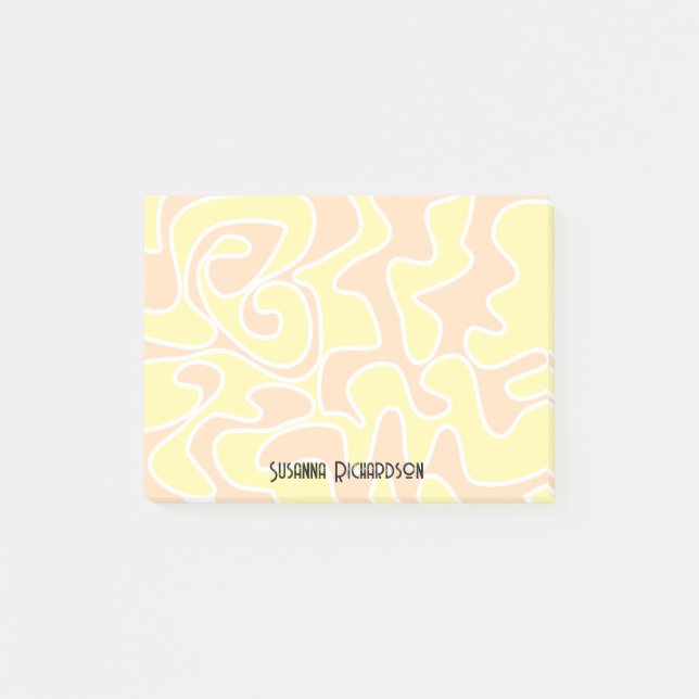 Fun Peach Orange Lemon Yellow Custom Name Post-it Notes (Front)