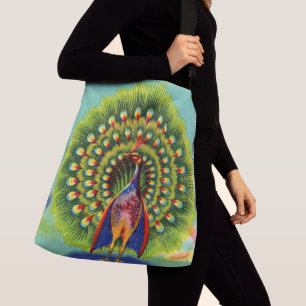 fun peacock print crossbody bag