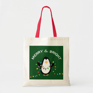 Fun Penguin Christmas Holiday gift Tote Bag