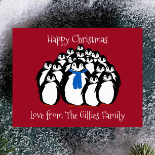 Fun Penguin Family Christmas Postcard