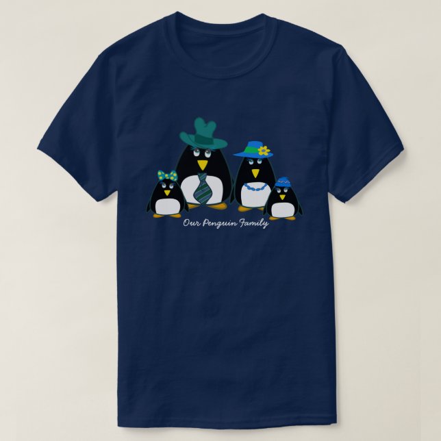 Fun Penguin Family of 4 Christmas T-Shirts (Design Front)
