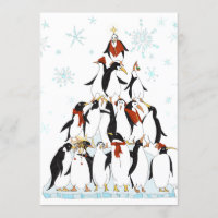 Fun Penguin Pyramid Holiday Cartoon