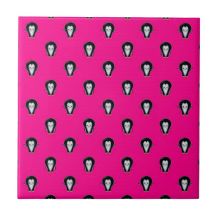 Fun Penguins over Hot Pink Pattern Tile