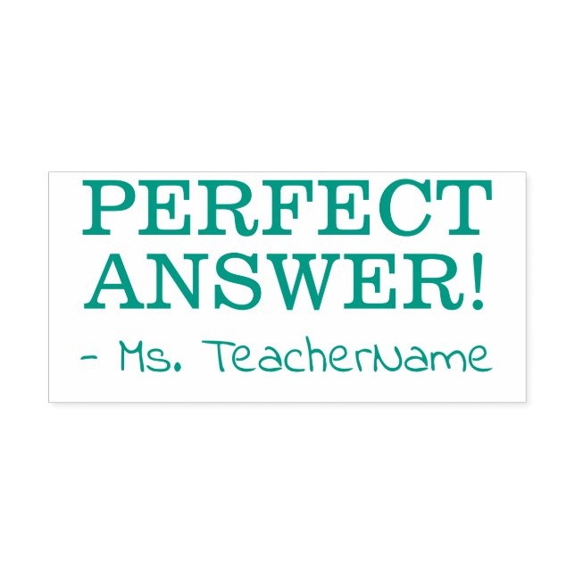 Fun "PERFECT ANSWER!" + Custom Instructor Name Self-inking Stamp (Design)
