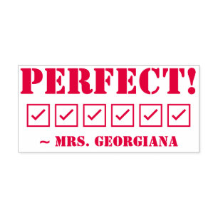 Fun "PERFECT!" Educator Rubber Stamp