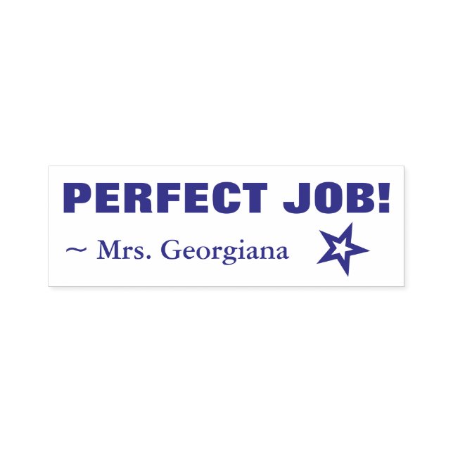 Fun "PERFECT JOB!" Commendation Rubber Stamp (Design)
