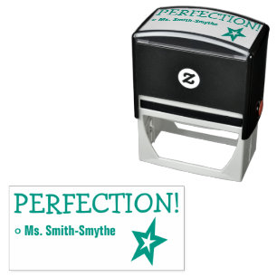 Fun "PERFECTION!" + Custom Teacher Name Self-inking Stamp