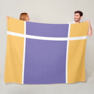 Fun Periwinkle Purple Yellow White Racing Stripes Fleece Blanket