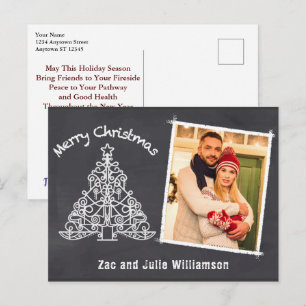 Fun Personalized Chalkboard Christmas Photo Postcard