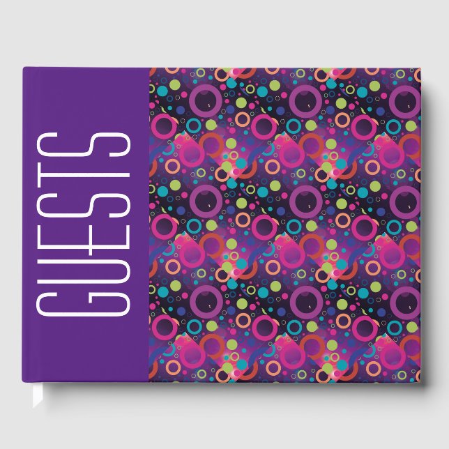 Fun Personalized Christian Scripture PURPLE Circle Guest Book (Front)