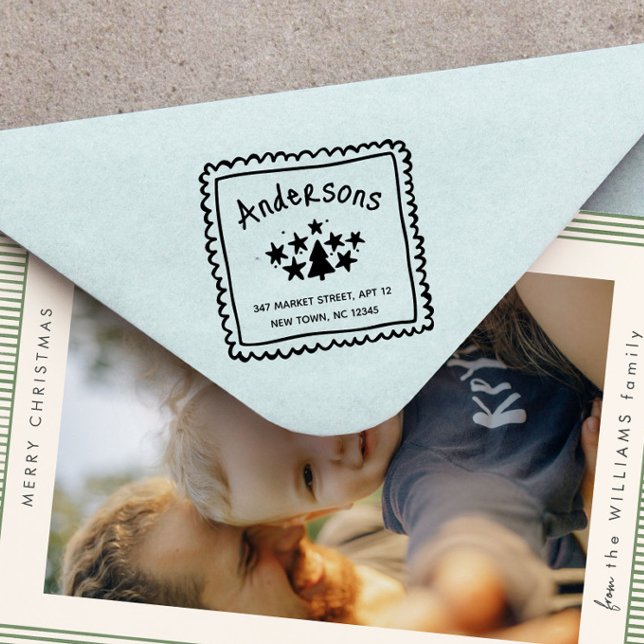 Fun Personalized Christmas Return Address Rubber Stamp (Creator Uploaded)