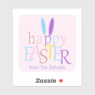 Fun Personalized Colourful Happy Easter Bunny Pink