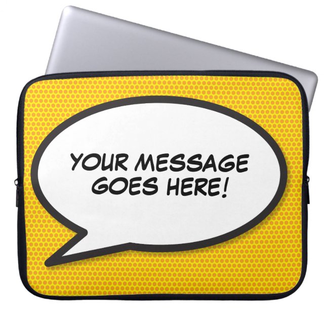Fun Personalized Comic Book Speech Bubble Laptop Sleeve (Front)