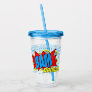 Fun Personalized Custom Comic Book Pop Art Style Acrylic Tumbler