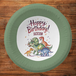 Fun Personalized Dinosaur Birthday  Paper Plate