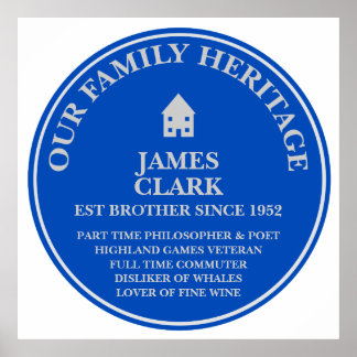Fun Personalized Family Heritage Plaque Poster