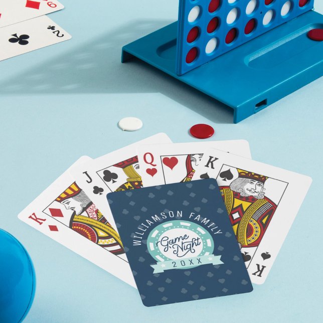 Fun Personalized Family Poker Game Night Navy Playing Cards (Creator Uploaded)