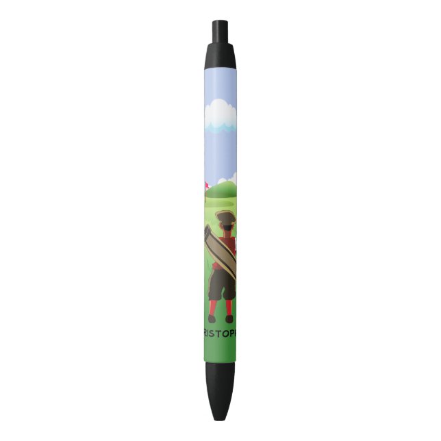Fun Personalized Golfer on golf course Black Ink Pen (Front Vertical)