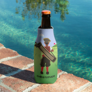 Fun Personalized Golfer on golf course Bottle Cooler