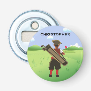 Fun Personalized Golfer on golf course Bottle Opener