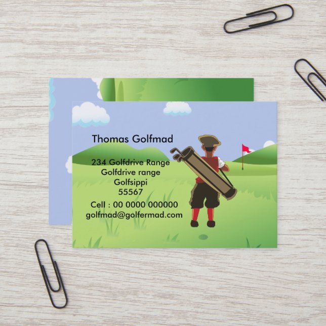 Fun Personalized Golfer on golf course Business Card (Front/Back In Situ)