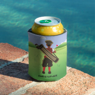 Fun Personalized Golfer on golf course Can Cooler