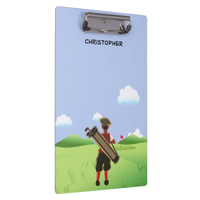 Fun Personalized Golfer on golf course Clipboard (Right)