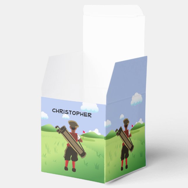 Fun Personalized Golfer on golf course Favor Box (Opened)