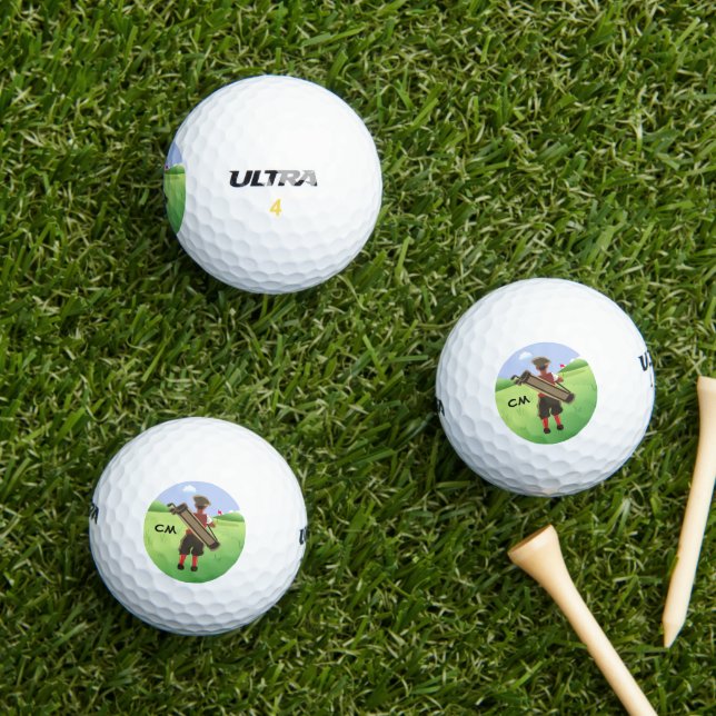 Fun Personalized Golfer on golf course Golf Balls (Insitu Grass)