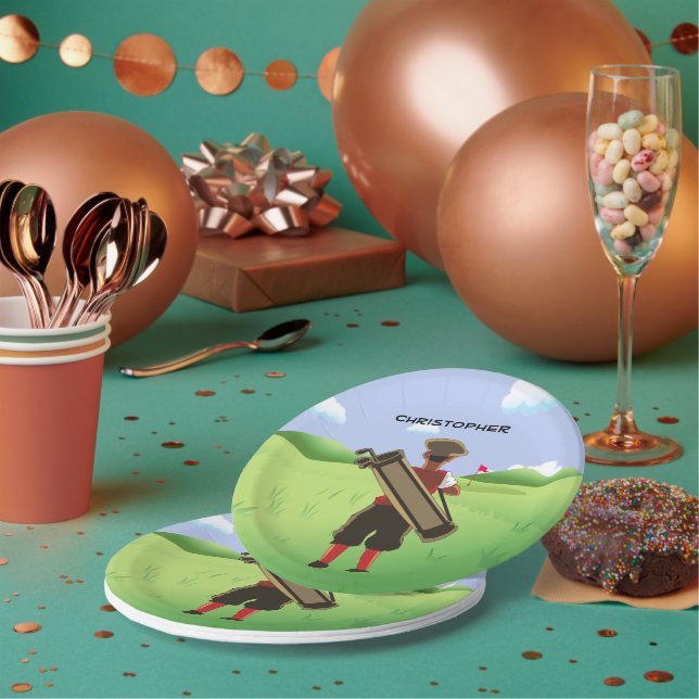 Fun Personalized Golfer on golf course Paper Plate (Multi)