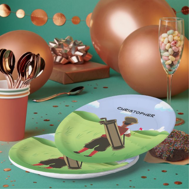 Fun Personalized Golfer on golf course Paper Plate (Multi)