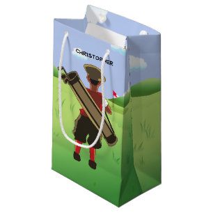 Fun Personalized Golfer on golf course Small Gift Bag