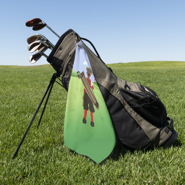 Fun Personalized Golfer on golf course Towel (Green)