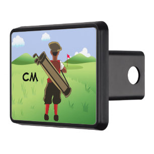 Fun Personalized Golfer on golf course Trailer Hitch Cover
