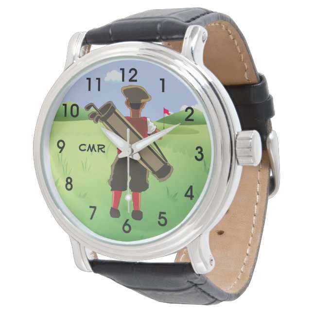 Fun Personalized Golfer on golf course Watch (Angled)